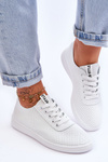 Women's Openwork Lace-up Sneakers White Carinel