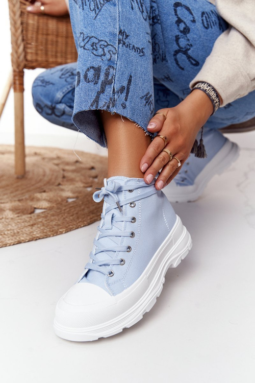 Women's High Sneakers On A Chunky Sole Blue Trissy