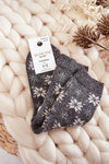 Women's Wool Socks In Snowflakes Grey