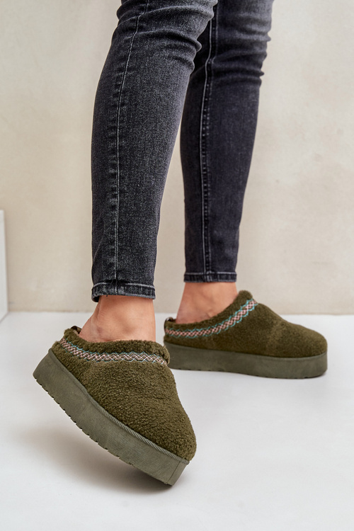 Damskie Śniegowce Z Futerkiem Typu Baranek Na Platformie Ciemnozielone Mesirra