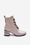 Lacquered Boots on Heel SBarski MR870-49 Light Gray