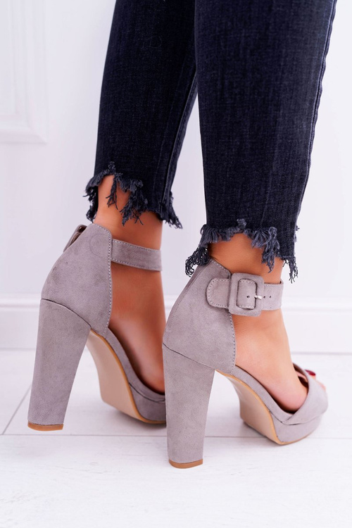 Women's Stiletto Heeled Sandals Suede Grey ShakeUp