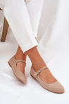 Ballet Flats With Strap Eco Suede Beige Arrivara