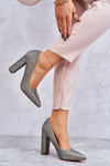 Shiny Pumps On Heel Silver-Gold Elmira