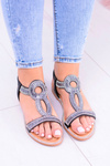 Women's Black Sandals with Zircons Rent