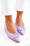 Leather Pointed Ballerinas Purple Rachelle