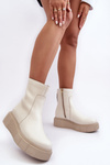 Women's Leather Boots On Platform Light Beige Lemar Jenefer