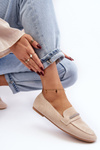 Women's Beige Faux Suede Loafers Ladite