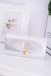 Silver Clutch Bag Gold Chain Padlock Latch