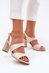 Ladies Sandals On Heel Beige Sergio Leone SK866