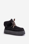 Women's Lace-Up Snow Boots with Thick Sole Black Loso