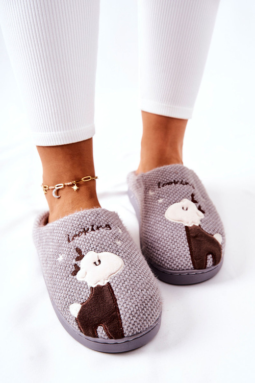 Reindeer Warming Slippers Grey Jilly