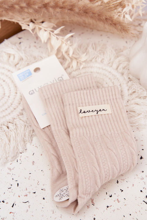 Warm Women's Socks With Wool Beige