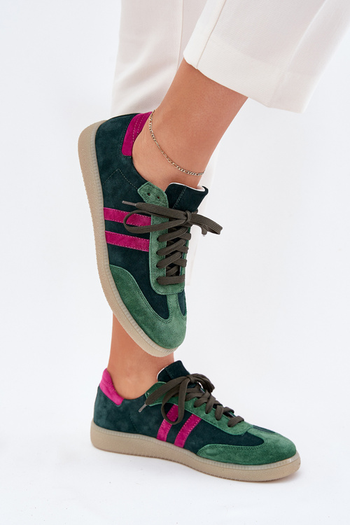 Zazoo N1068 Suede Low Sneakers Women Dark Green