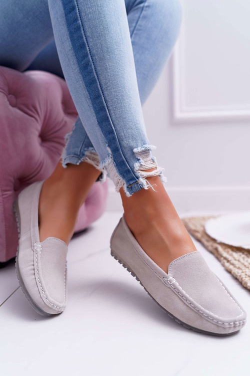 Women's Suede Leather Moccasins Beige Tenzion