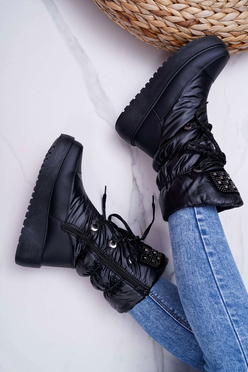 Women's Fleece-lined Snow Boots Black Honor