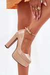 Lacquered High Heel And Platform Pumps Beige Nianka