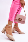 Suede Heel Pumps Beige Promise