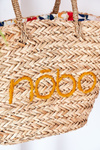 Braided Shopper Beach Bag NOBO XK0340 Beige-Yellow