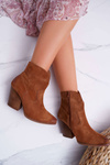 Women's Heeled Boots Leather Suede Cognac Nicole 2433