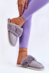 Women's Warm Slippers With Fur Grey Franco