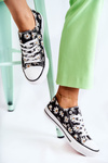 Women's Low Sneakers With Flowers Black Janey