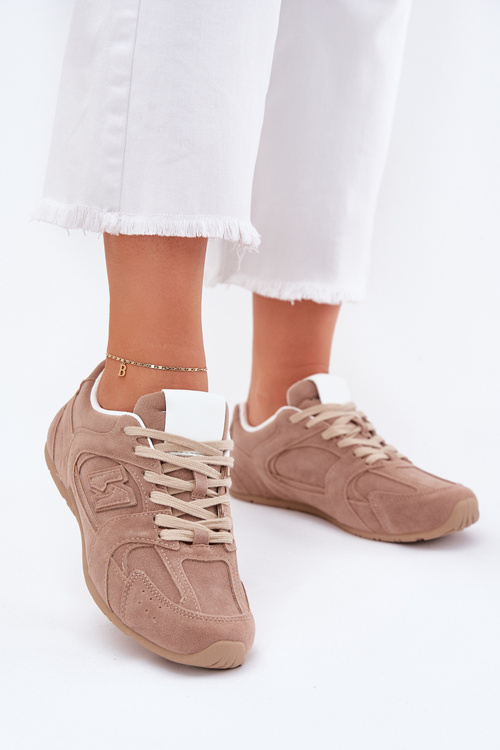 Eko Zamszowe Klasyczne Buty Sportowe Damskie Ciemnobeżowe Dorella