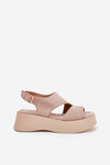 Ladies Platform Sandals Eco Suede Beige Karonia