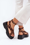 Women's Platform And Wedge Sandals In Leopard Print Brown Tenzorus