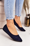 Delicate Pointed Toe Ballerinas Suede Navy Dermeno