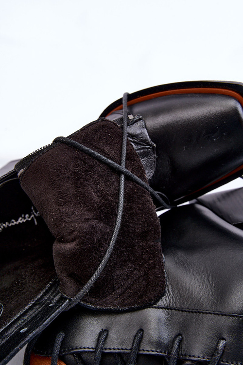 Botki Klasyczne Skóra Sznurowane Czarne Maciejka 05667-01