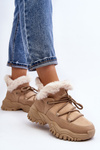 Women's Beige Fur-lined Ankle Boots Cresandi