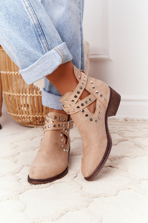 Openwork Boots With Jets Beige Dakota