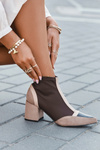 Women's ankle boots with chunky heel with zipper brown Delvane
