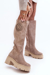 Women's Suede Over-the-Knee Boots Dark Beige Lewski 3367