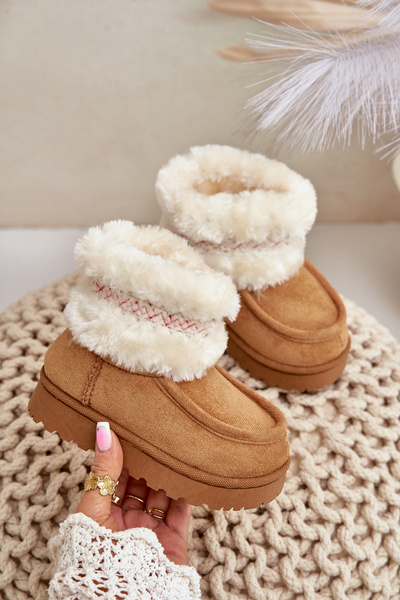 Snow Boots Kids With Fur And Pattern Camel Melefia