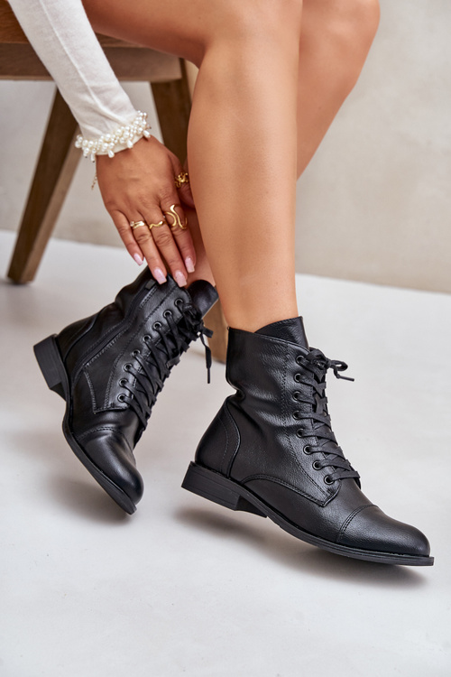 Warm Eco Leather Zip Boots Black Leanaris