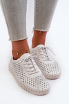 Women's Leather Sneakers with Lacy Pattern White Ilvima