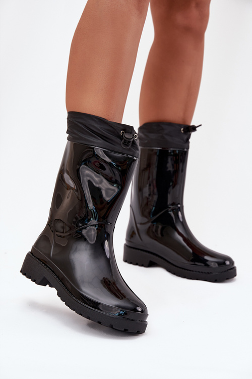 Women's Rain Boots With Drawstring Black Kessia