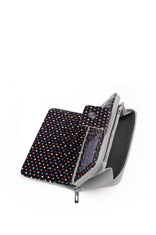 Large Women's Zip Wallet Dots Grey Huntress