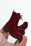 Women's Workery Boots Made of Natural Suede with Heating Zazoo 4213 Bordeaux