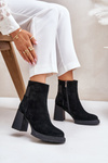 Suede Ankle Boots On Heel Insulated D&A CR42-106 Black