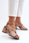 Elegant Women's High Heel Sandals Eco Leather Beige Asellesa