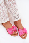 Women's Flat Sandals With Tulle Bow Fuchsia Tanira