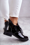Laquered Booties Laced Boots Nicole 2781 Black