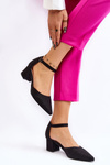 Fashionable Shiny Low Heel Pumps Black Leilany
