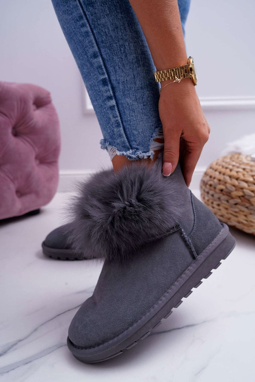 Women's Boots Snow Boots Fleece Warmed Leather Suede Grey Memento