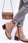 Leather Heeled Boots Beige Luloshe