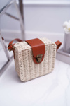 Ellisa Beige Braided String Chest Handbag
