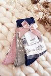 Women's 3-Pack Christmas Socks Festive Gray and Navy Blue